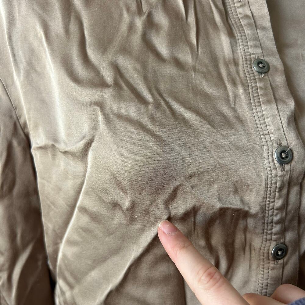 Pilcro Tan Camel Satin Button Up Blouse Top Career Wear Business Casual Size S - Picture 8 of 9